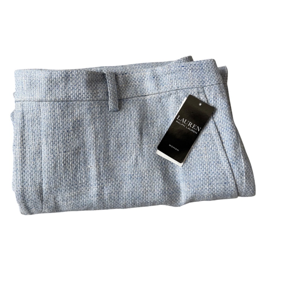 Lauren Ralph Lauren Woman Linen Silk Blend Shorts Blue Bermuda Pleated NWT 18W - Picture 11 of 12
